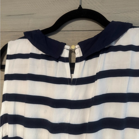Elle Striped Sleeveless Dress in Navy and White - Picture 2 of 6